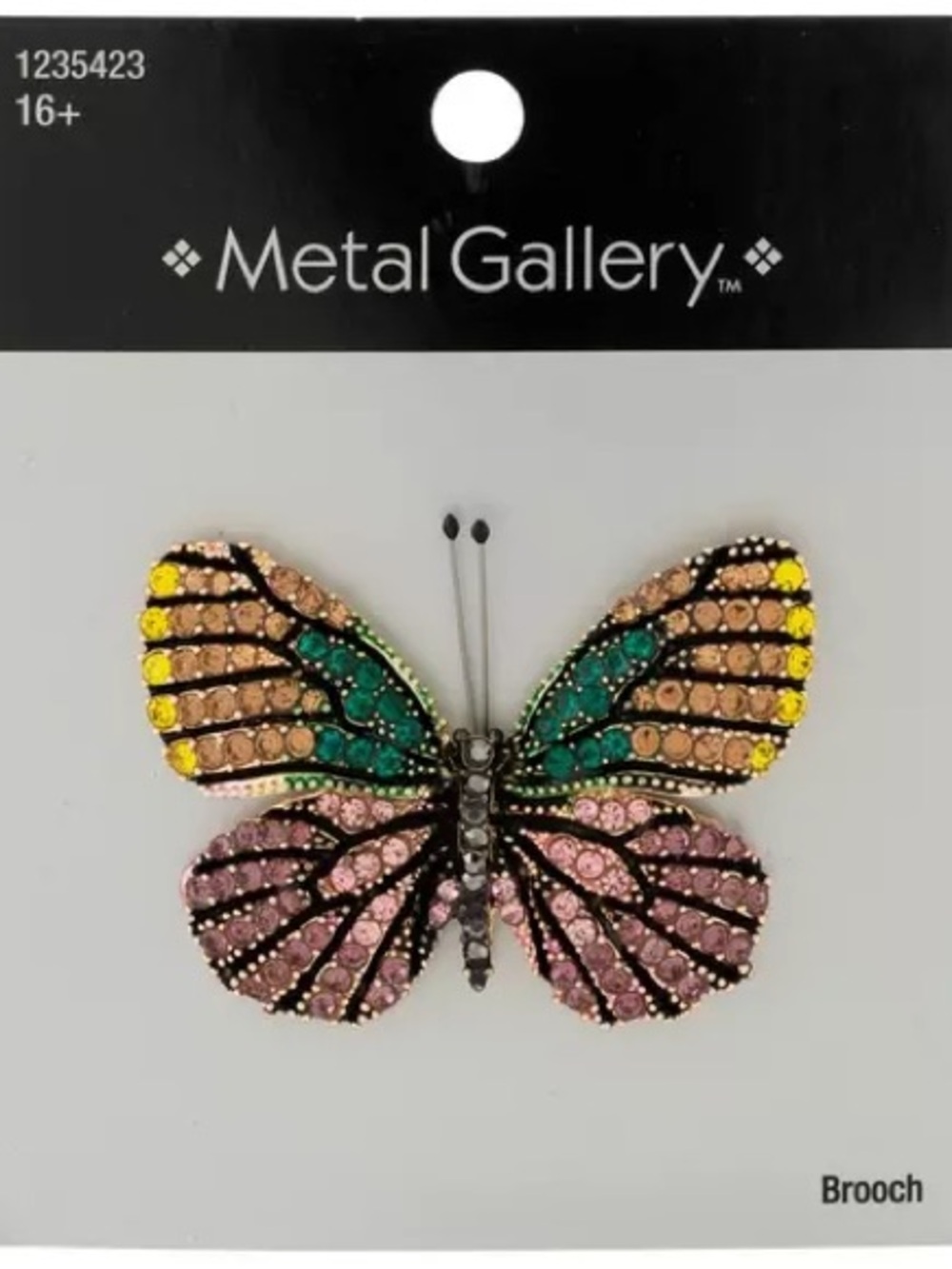 New Metal Gallery Multicolor Crystal Butterfly Brooch